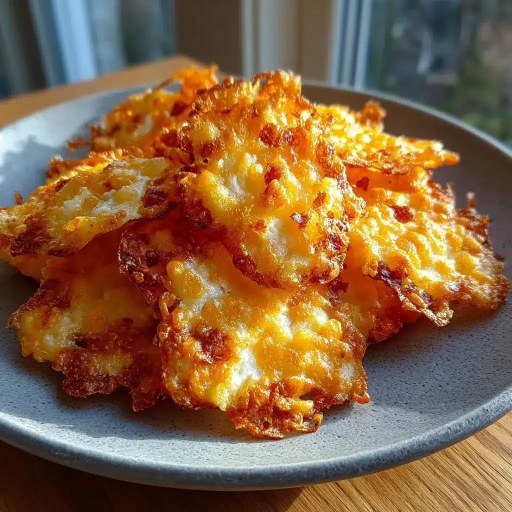 Crispy cottage cheese cheddar crisps baked until golden and crunchy
