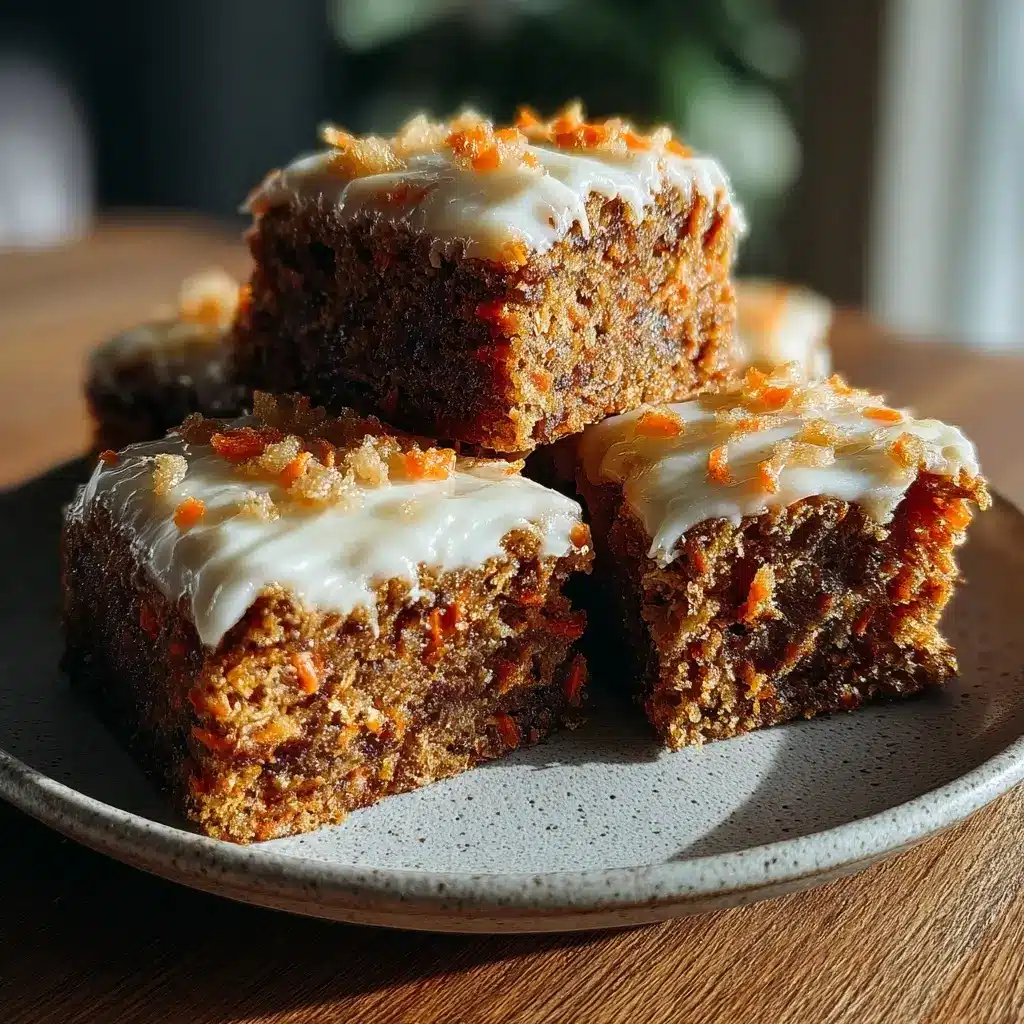 Healthy no sugar cottage cheese carrot cake bars made with oats and walnuts