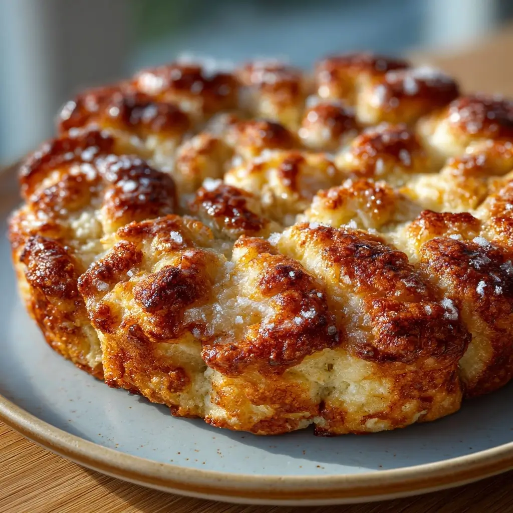 Fluffy 2-ingredient cottage cheese cinnamon cloud bread served on a plate