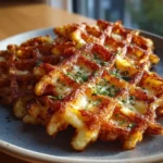 2-Ingredient Cottage Cheese Hash Brown Waffle Fries 2 Crispy 2-ingredient cottage cheese hash brown waffle fries served hot on a plate