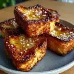 Golden cottage cheese honey butter muffin tin squares served warm on a plate