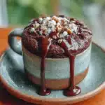 2-Ingredient Cottage Cheese Mug Brownie in microwave-safe mug with fudgy center and melted chocolate on top