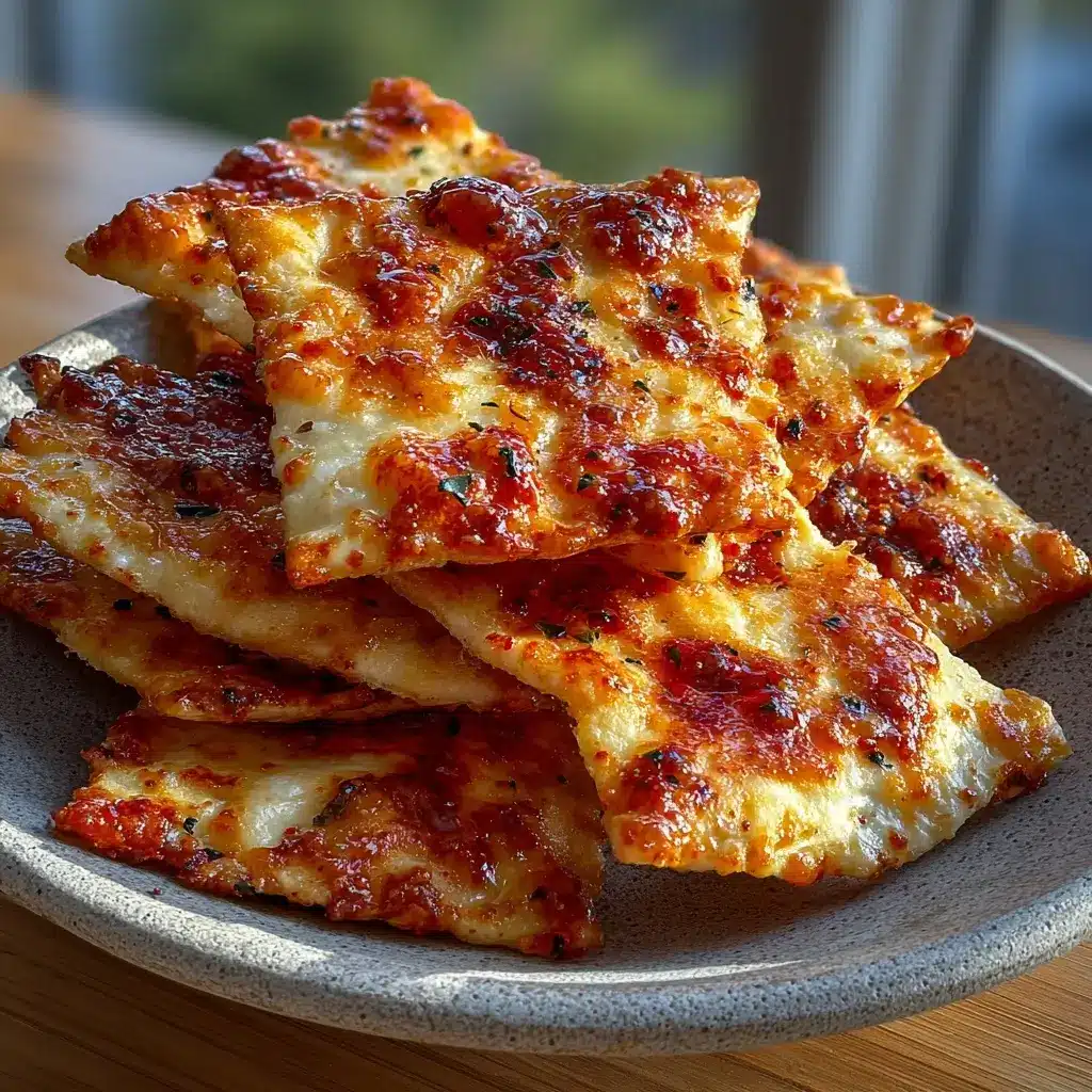 Crispy smoked paprika cottage cheese cracker chips on a plate