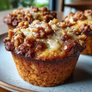 Cottage cheese banana bread muffin tin bakes with walnut crunch top on a cooling rack