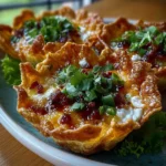 Cottage Cheese Crunch Taco Shell Bowls — No Tortilla Snap Cup 2 Crispy cottage cheese taco shell bowls filled with fresh taco toppings