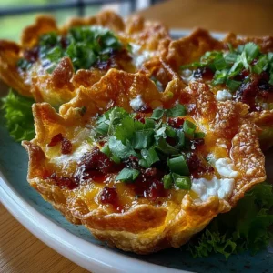 Crispy cottage cheese taco shell bowls filled with fresh taco toppings