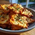 Crispy cottage cheese garlic herb cracker chips served on a plate