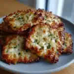 Crispy cottage cheese garlic parmesan cracker sheet broken into crunchy shards on parchment paper