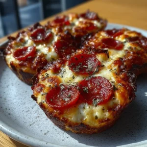Cottage cheese mini pizza cups topped with mozzarella, cherry tomatoes, and fresh basil