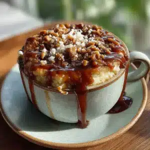 Fluffy 3 ingredient cottage cheese peanut butter mug cake with melted chocolate chips