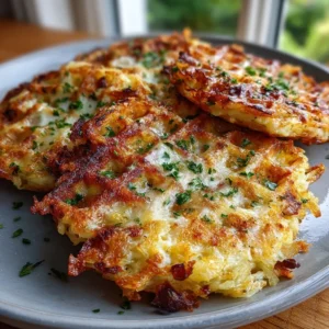 Crispy 2-ingredient cottage cheese zero-potato waffle hash brown served hot with a golden crust and soft center