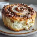 2-Ingredient Cottage Cheese Cast Iron Cinnamon Roll — Giant Single Pull 2 Giant 2-ingredient cottage cheese cast iron cinnamon roll with icing