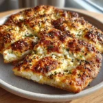 Crispy cottage cheese everything bagel flatbread broken into golden pieces on a tray