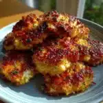 Crispy cottage cheese chicken parm nugget bites with melted mozzarella and marinara sauce.