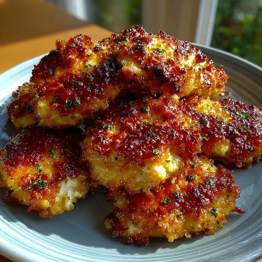 Crispy cottage cheese chicken parm nugget bites with melted mozzarella and marinara sauce.