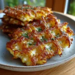 Golden crispy cottage cheese hash brown lattice sliced on a baking tray
