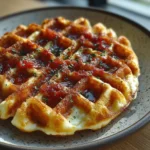 Crispy cottage cheese pizza waffle grid with marinara and pepperoni, no dough recipe