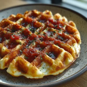 Crispy cottage cheese pizza waffle grid with marinara and pepperoni, no dough recipe