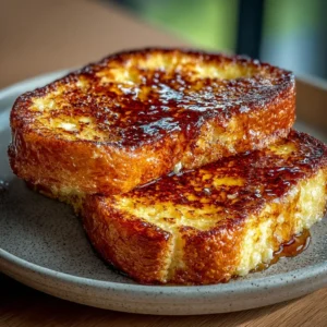 Golden cottage cheese stuffed French toast sliced open with creamy center and maple syrup