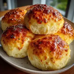 2-Ingredient Cottage Cheese Dinner Rolls with golden tops and soft steam-pull center