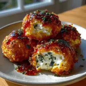 Golden cottage cheese buffalo chicken crunch bombs with creamy spicy filling and flaky crust