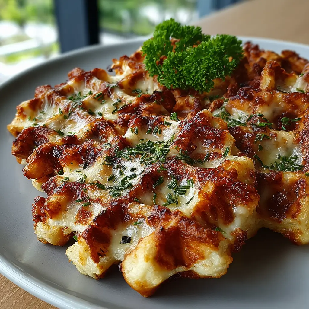 Cottage Cheese Chicken Parmesan Waffle Grid