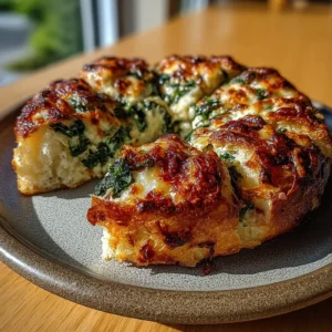 Cottage Cheese Spinach Dip Pull-Apart Skillet with golden cheesy edges and creamy spinach filling