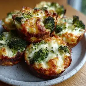 Golden broccoli cheddar cottage cheese melt bites with melted cheese pull