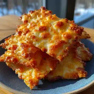 Crispy cottage cheese cheddar cracker shards baked until golden with a zero-flour snap crack texture
