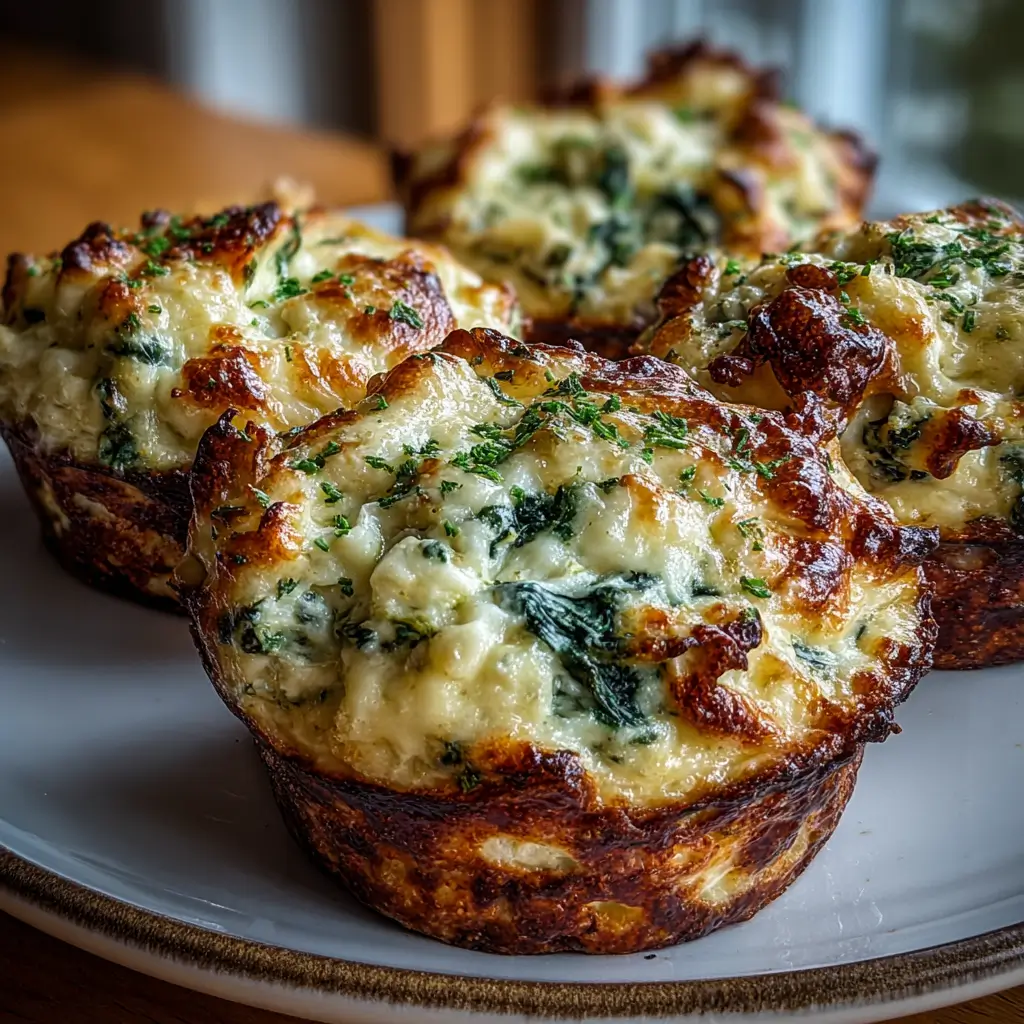 These Cottage Cheese Spinach Artichoke Dip Cups are creamy, cheesy, and baked with no crust. A high-protein, easy appetizer with a perfect lava pull center.