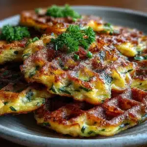 Cottage Cheese Zucchini Fritter Waffle Grid — Zero-Flour Crunchy Edge Reveal