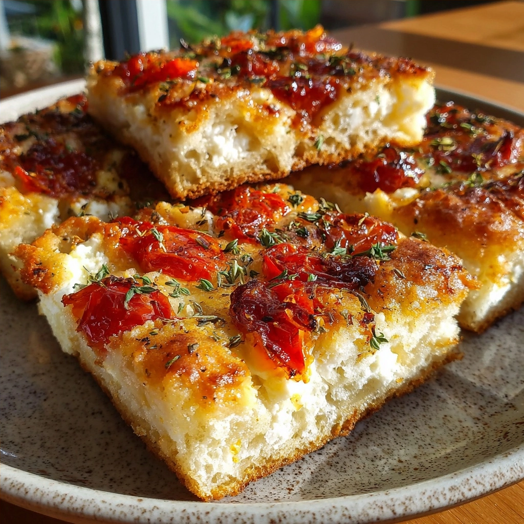 Breakfast Skillet Cottage Cheese Focaccia Squares — No Dough Golden Crust Break
