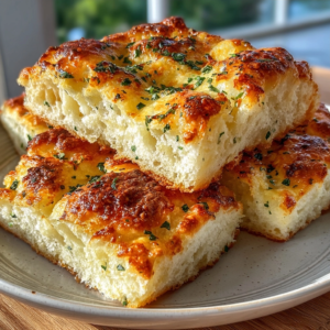 2-Ingredient Cottage Cheese Garlic Focaccia Squares — No Flour Steam Tear
