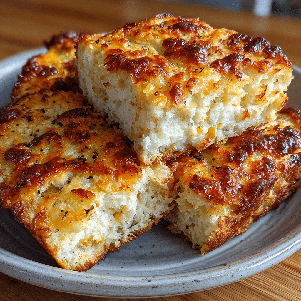 2-Ingredient Cottage Cheese Cheddar Bread Squares — No Flour Steam Tear