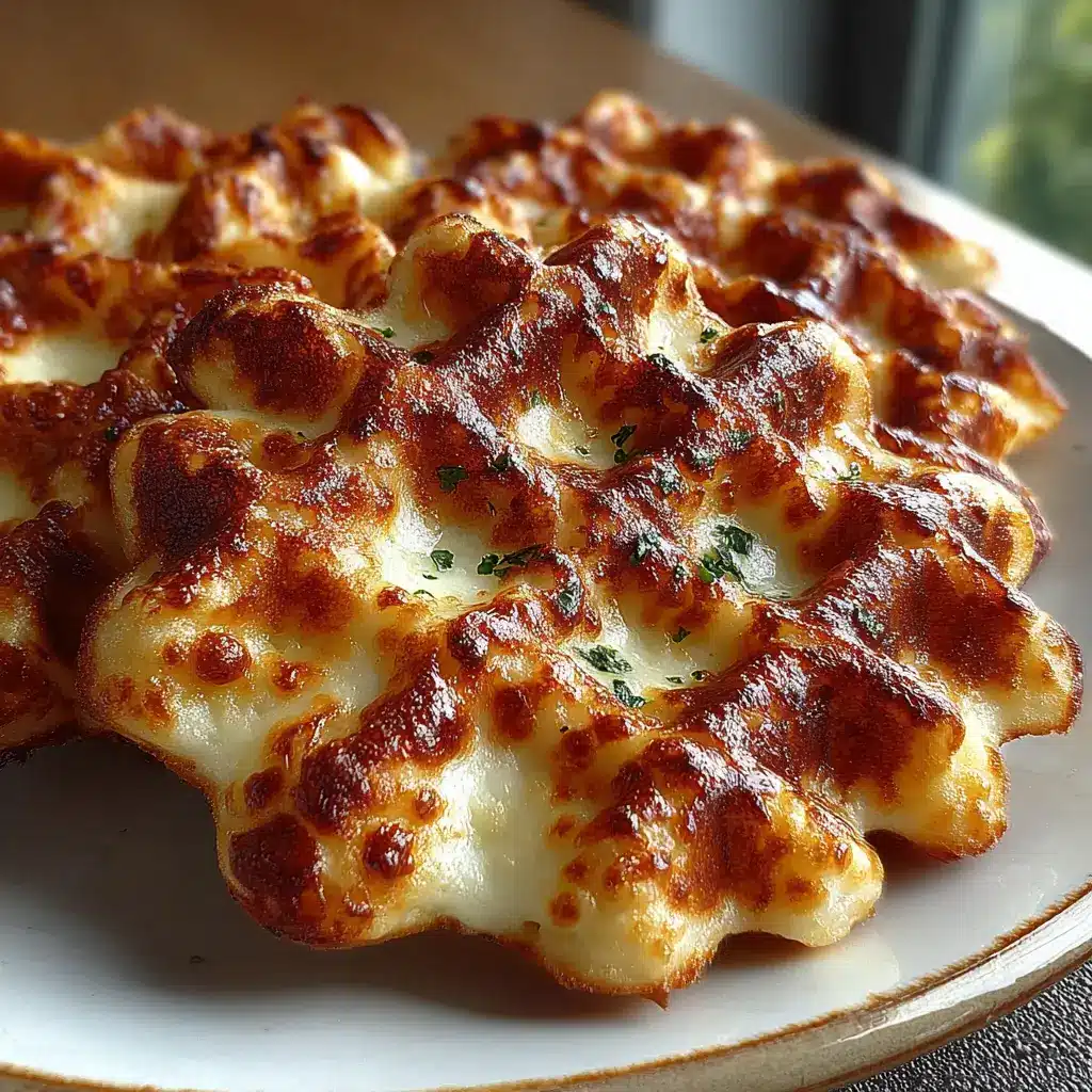 Pizza Cottage Cheese Waffle Grid with melted cheese and crispy golden edges