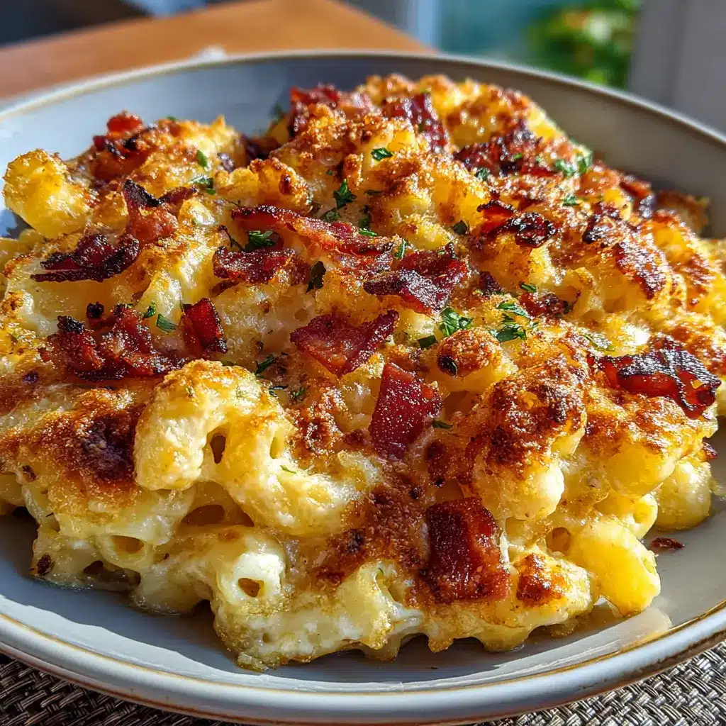 Comforting Cottage Cheese Bacon Mac Skillet — No Pasta Golden Crust Break