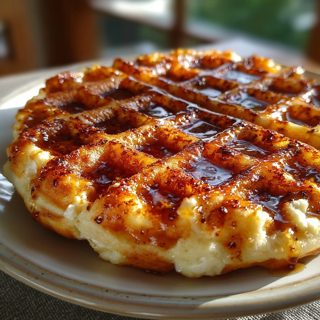 Cottage Cheese Apple Fritter Waffle Grid — No Flour Crisp Edge