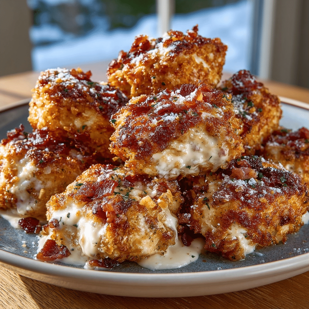 Crispy Cottage Cheese Chicken Bacon Ranch Bites — Zero-Breadcrumb Cheese Pull