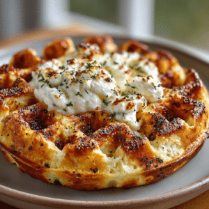 Everything Bagel Cottage Cheese Waffle Grid – Zero-Flour Crisp Edge