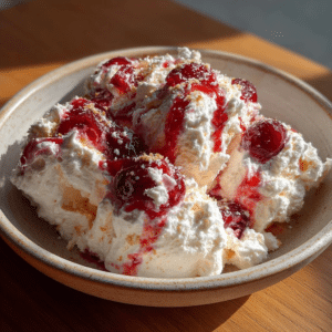 No-Bake Cherry Cheesecake Fluff Dessert Recipe