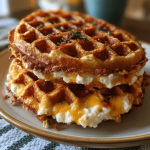 Grilled Cheese Cottage Cheese Waffle Sandwich — No Bread Crisp Edge