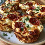 Pepperoni Pizza Cottage Cheese Muffin Cups — No Dough Cheese Pull 2 Pepperoni Pizza Cottage Cheese Muffin Cups — No Dough Cheese Pull