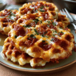 No-Batter Cottage Cheese Cheddar Bacon Waffles — Golden Grid Snap 2 No-Batter Cottage Cheese Cheddar Bacon Waffles — Golden Grid Snap