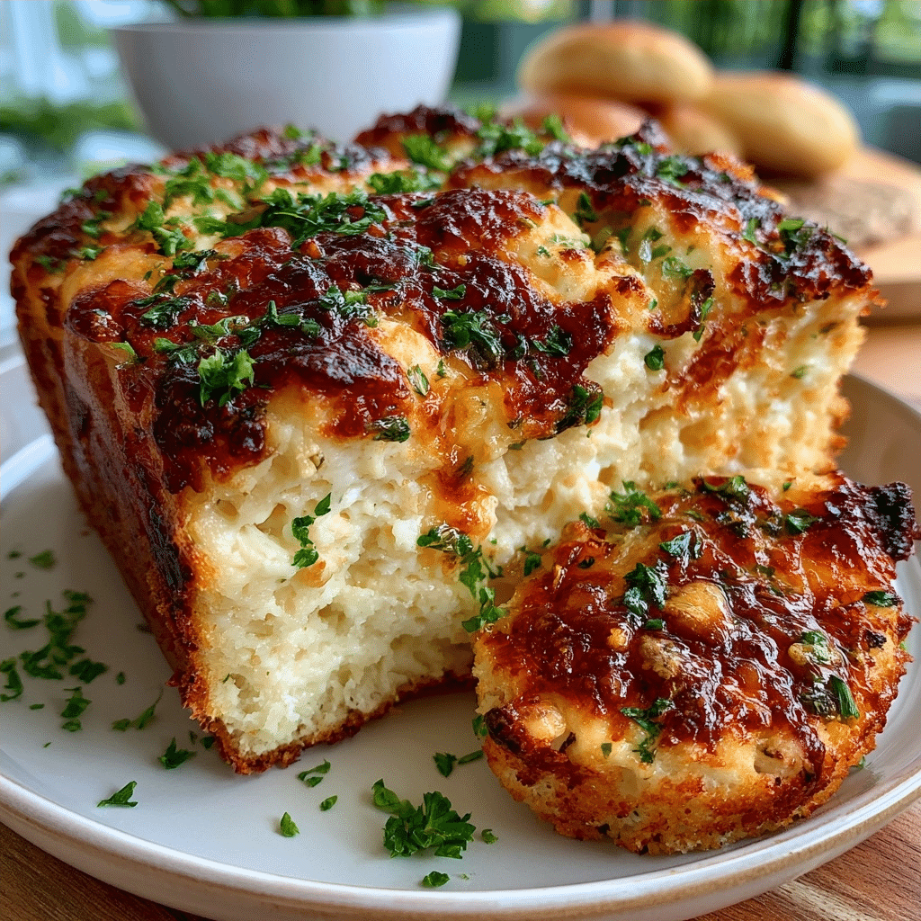 No-Flour Cottage Cheese Garlic Butter Loaf — Warm Steam Tear