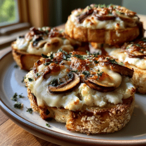 Zero-Crust Cottage Cheese Mushroom Swiss Melt Patties