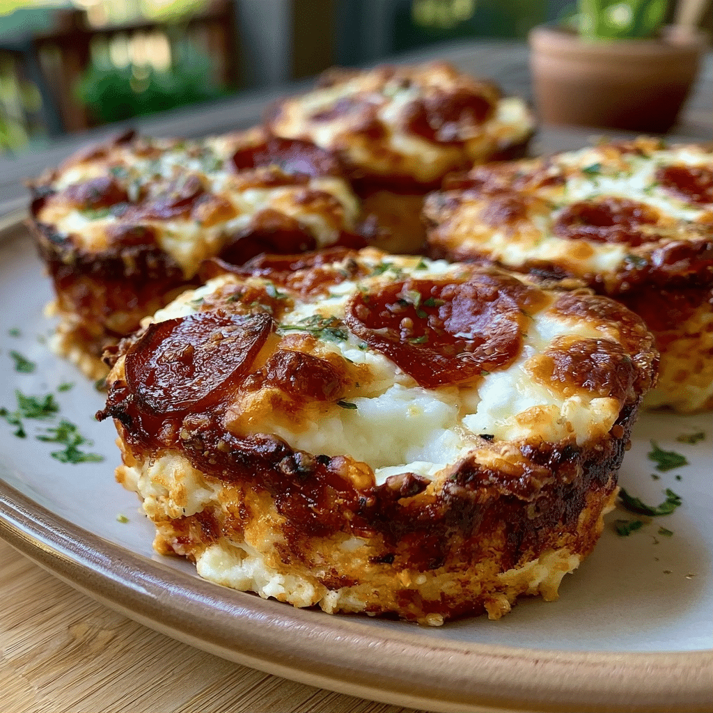 Cottage Cheese Pepperoni Pizza Cups — No Crust Cheese Pull