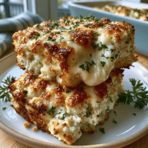 No-Pasta Cottage Cheese Chicken Alfredo Squares — Creamy Cheese Pull