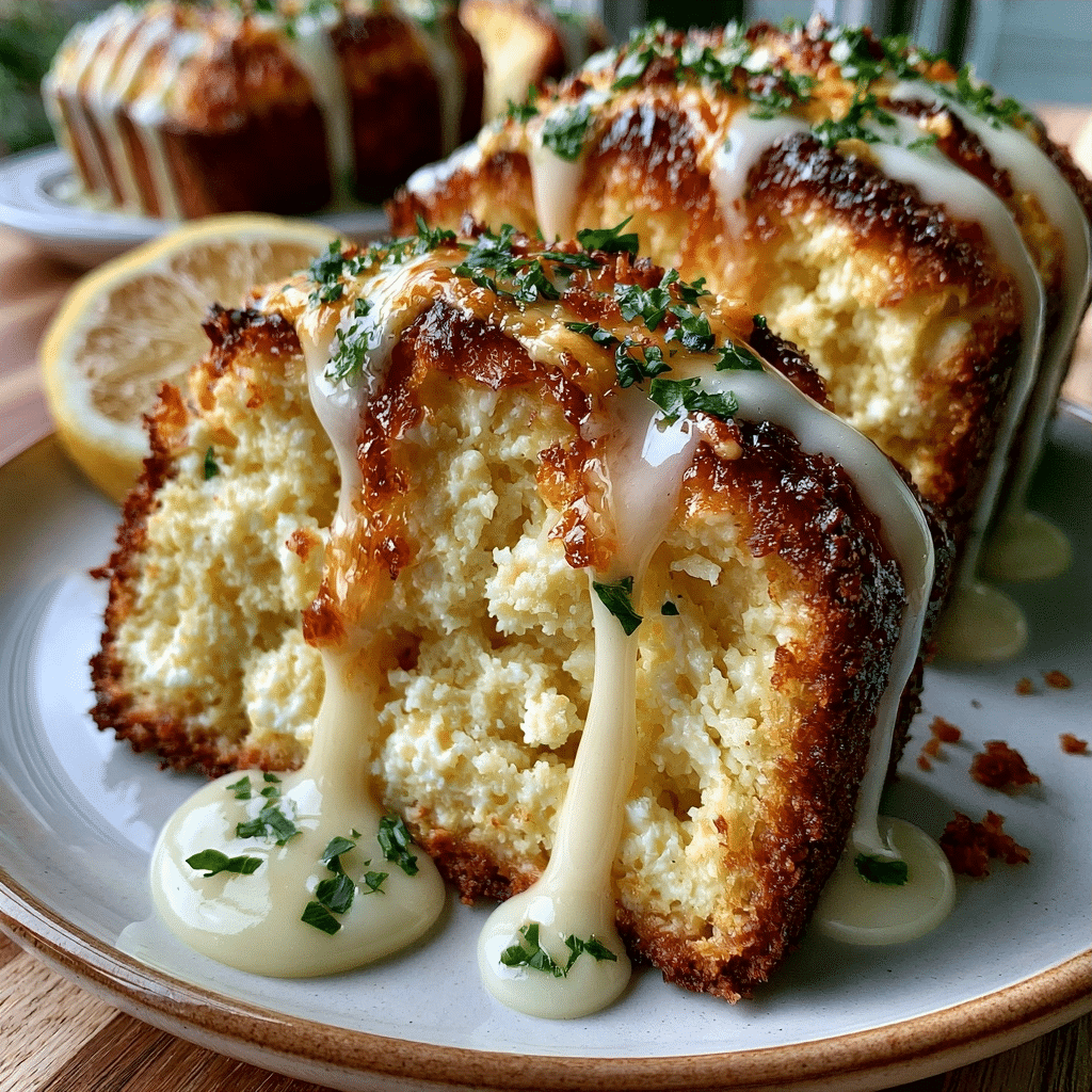 Zero-Flour Cottage Cheese Lemon Loaf Slices — Sweet Glaze Drip