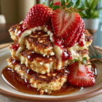 Fluffy Strawberry Cottage Cheese Pancake Stack Zero-Flour Syrup Drizzle 2 Fluffy Strawberry Cottage Cheese Pancake Stack Zero-Flour Syrup Drizzle