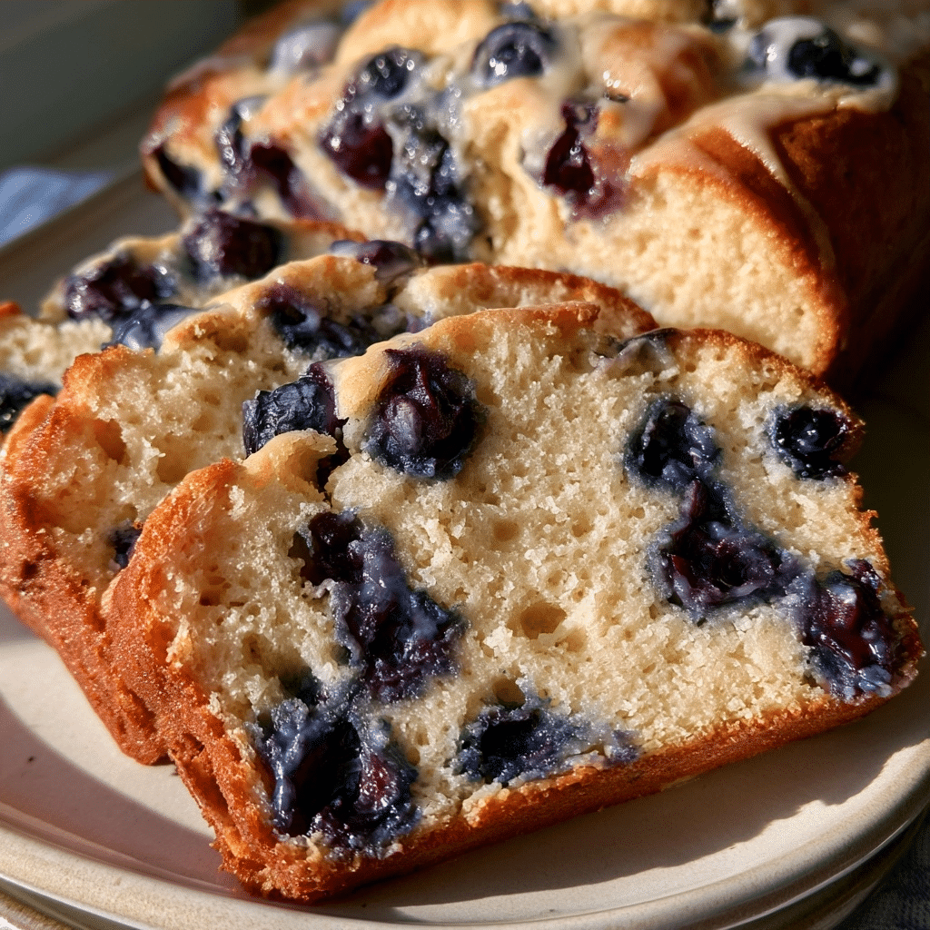 3-Ingredient Cottage Cheese Blueberry Muffin Loaf Slices